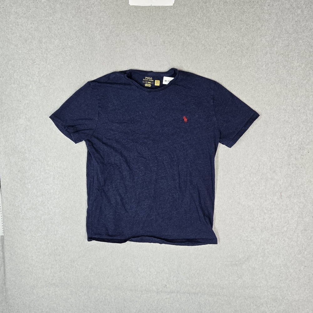 Polo Ralph Lauren Men Shirt M Navy Blue Embroidered Red Pony Logo Short Sleeve